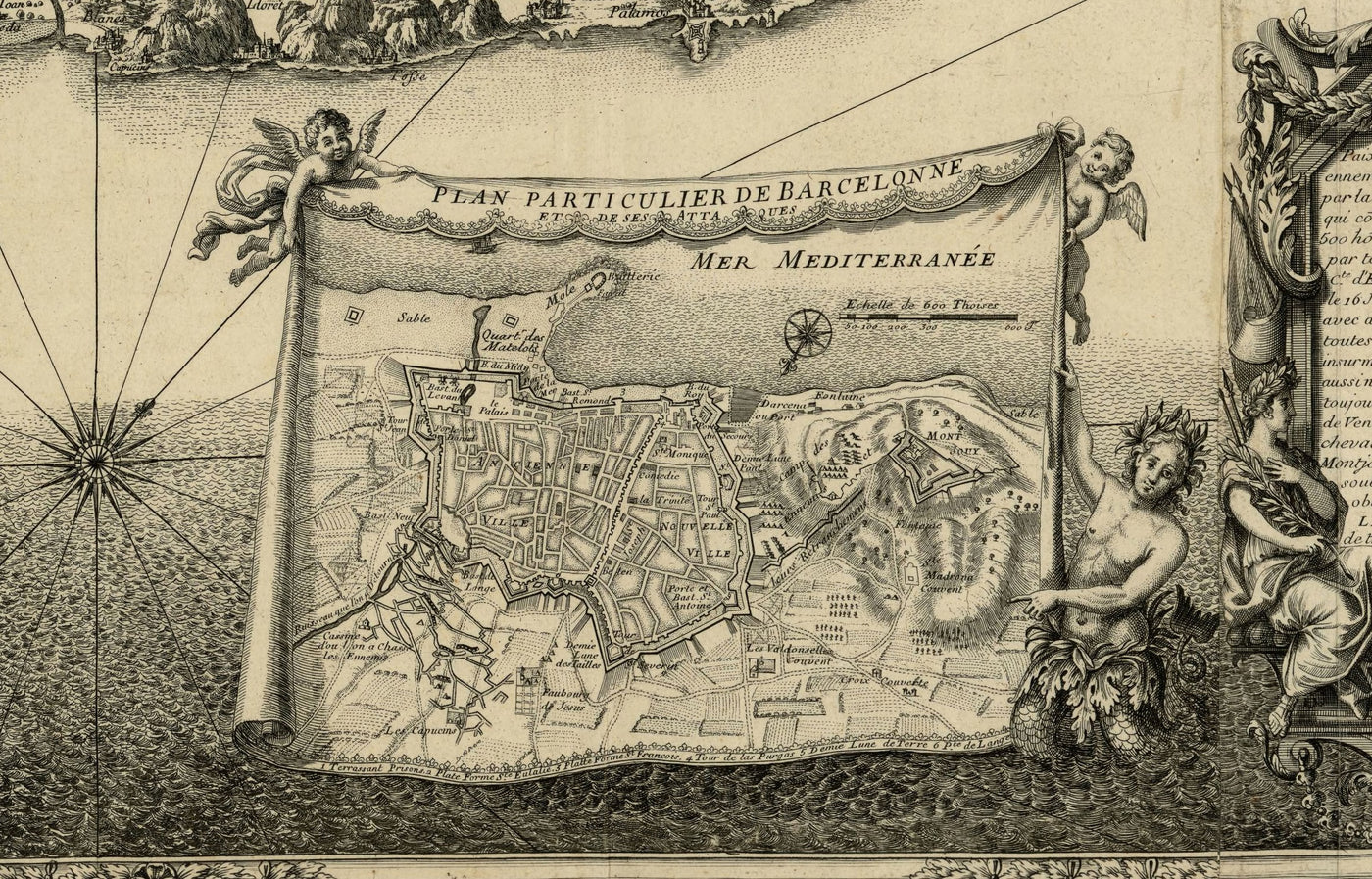 Französische Belagerung von Barcelona durch Beaulieu, 1697: Montjuïc, Marinekräfte, Französische Lager 