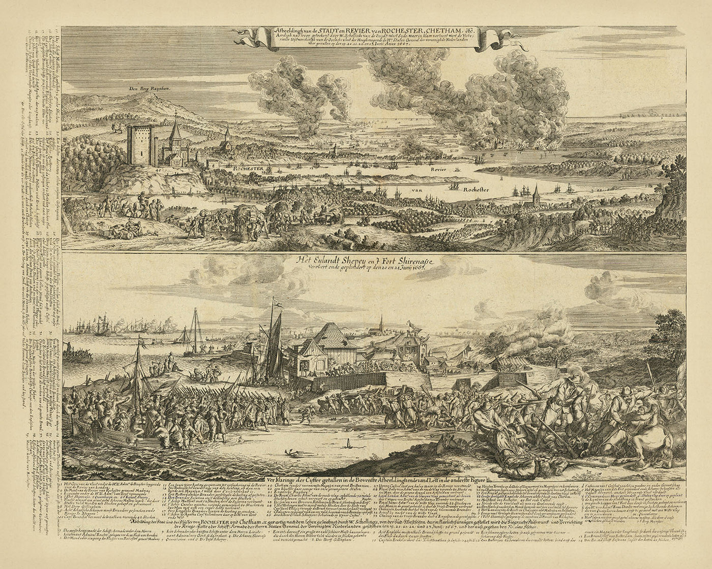 Schlacht von Chatham / Überfall auf den Medway von Romeyn De Hooghe, 1669: Anglo-Niederländischer Krieg 