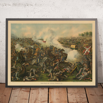 Schlacht von Five Forks, Virginia, 1865 von Kurz & Allison: General Sheridan, Amerikanischer Bürgerkrieg 