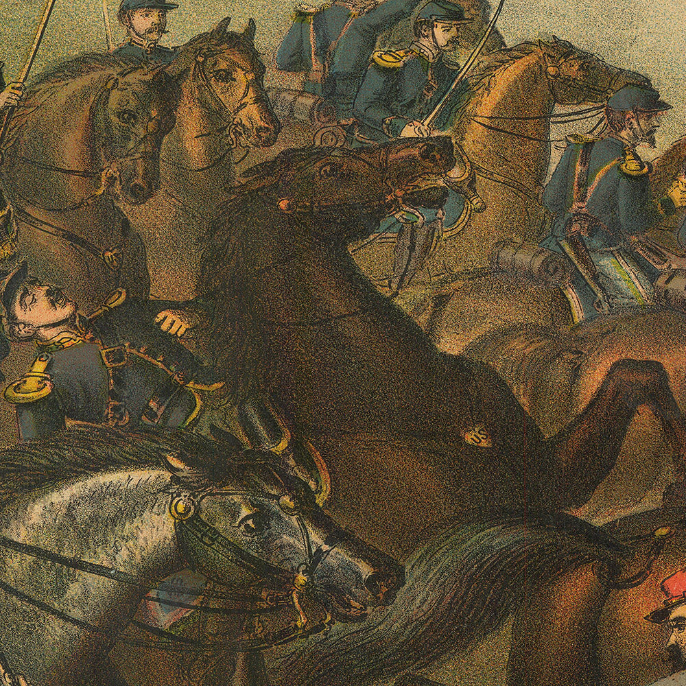 Schlacht von Five Forks, Virginia, 1865 von Kurz & Allison: General Sheridan, Amerikanischer Bürgerkrieg 