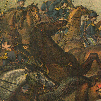 Schlacht von Five Forks, Virginia, 1865 von Kurz & Allison: General Sheridan, Amerikanischer Bürgerkrieg 