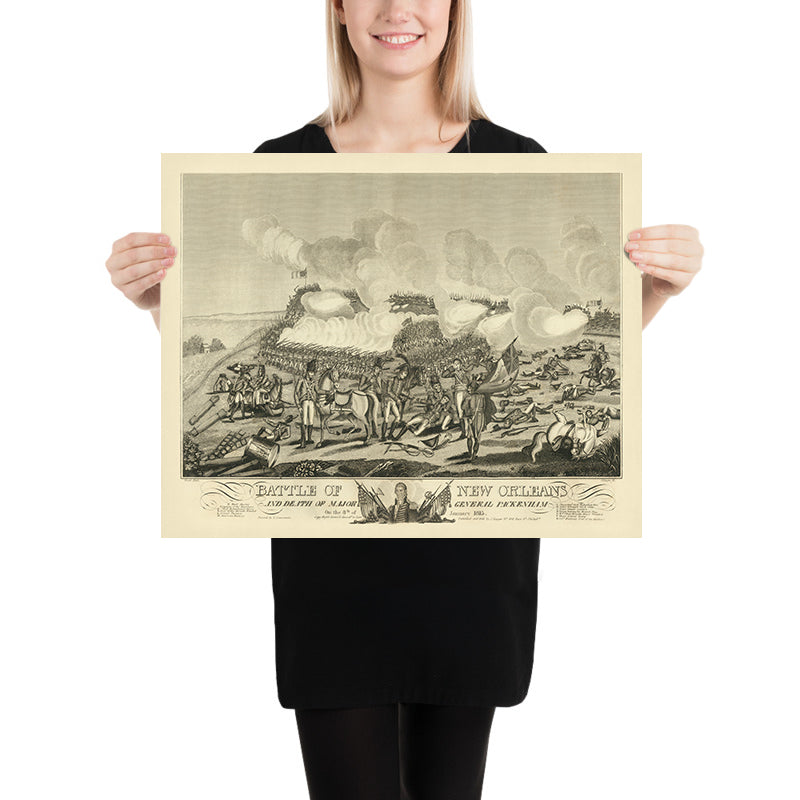 Schlacht von New Orleans und Tod von Generalmajor Packenham von William Edward West, 1817 