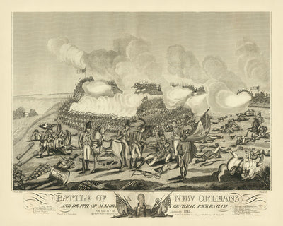 Schlacht von New Orleans und Tod von Generalmajor Packenham von William Edward West, 1817 