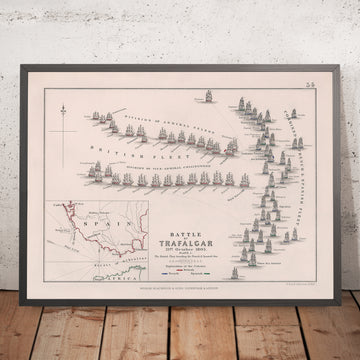 Bataille de Trafalgar : la flotte britannique brisant la ligne française et espagnole par AK Johnston, 1852