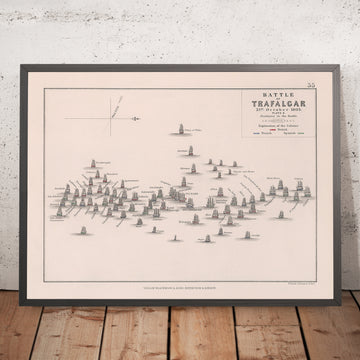 Bataille de Trafalgar : Positions dans la bataille par AK Johnston, 1852 : Guerres napoléoniennes, Amiral Nelson 