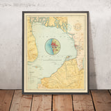 Vecchia mappa della Baia di Manila di Hoen & Co, 1899: Cavite, Corregidor, Manila, fiume Pasig, colonialismo spagnolo 