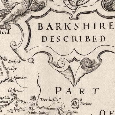 Alte Karte von Berkshire von Samuel Lewis, 1844: Reading, Windsor, Newbury, Abingdon und Henley-on-Thames 