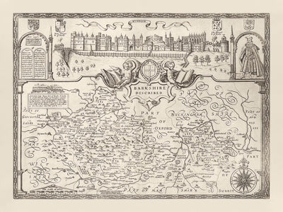 Alte Karte von Berkshire von Samuel Lewis, 1844: Reading, Windsor, Newbury, Abingdon und Henley-on-Thames 
