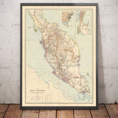 Old Map of the Malay Peninsula in 1898 by Cuylenburg & Stanford - Malaysia, Thailand, Singapore, Johor, Malacca