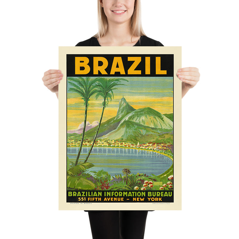 Brazil Travel Poster with Cristo Redento by Waldomiro Goncalves Christino