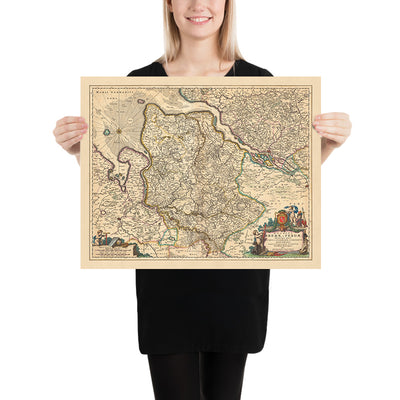 Mapa antiguo de Bremen y Verden: Visscher, 1690: Hamburgo, Oldenburg, Lüneberg, Bremerhaven, Stade