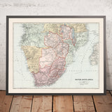 Mapa antiguo de la África del Sur británica, Stanford, 1904: Colonia del Cabo, Transvaal, Bechuanaland, Rodesia, África Central 