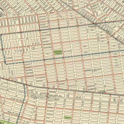 Alte Karte von Brooklyn von Rand McNally, 1912: Erhöhte und Schnellverkehrslinien, Straßenbahnen, Prospect Park, Brooklyn Bridge 