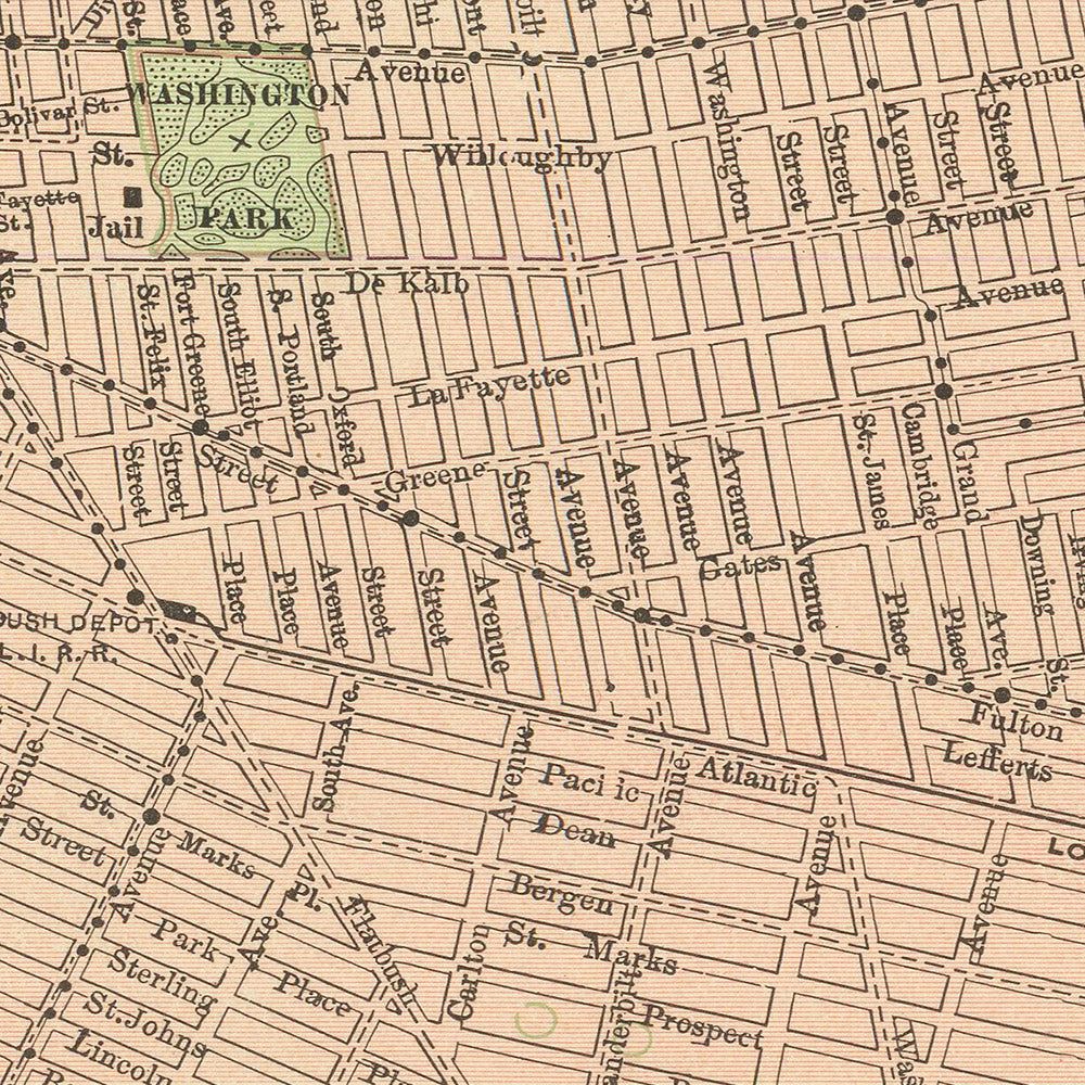 Ancienne carte de Brooklyn par Rand McNally, 1897 : Downtown Brooklyn, Bushwick, Prospect Heights, Crown Heights, Williamsburg 