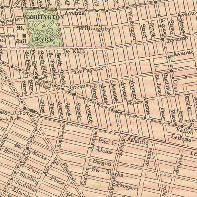 Ancienne carte de Brooklyn par Rand McNally, 1897 : Downtown Brooklyn, Bushwick, Prospect Heights, Crown Heights, Williamsburg 
