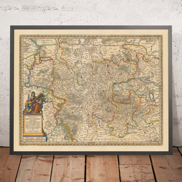 Mappa antica di Brunswick e Lüneburg di Visscher, 1690: Hannover, Wolfsburg, Hildesheim, Göttingen, Parco Nazionale Harz 