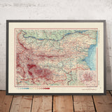 Old Map of Bulgaria, 1967: Sofia, Detailed Political and Physical Representation, Mountains, Rivers, and Plains