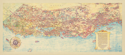 Alte picturale Karte von Kalifornien von De Foy, 1938: LA, SF, Redwood-Bäume, Weinberge, China Clipper 
