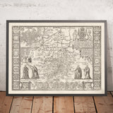 Mapa antiguo de Cambridgeshire, 1611 de John Speed ​​- Cambridge, Peterborough, Wisbech