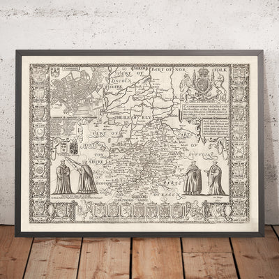 Old Map of Cambridgeshire, 1611 by John Speed - Cambridge, Peterborough, Wisbech