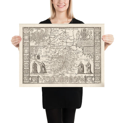 Old Map of Cambridgeshire, 1611 by John Speed - Cambridge, Peterborough, Wisbech