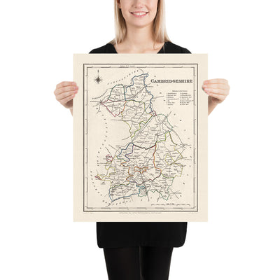Alte Karte von Cambridgeshire von Samuel Lewis, 1844: Ely, Wisbech, Huntingdon, St Ives und March 