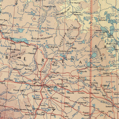 Alte Karte von Kanada, 1967: Edmonton, Calgary, Vancouver, Winnipeg, Rocky Mountains 