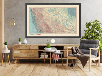 Alte Karte von Kanada, 1967: Edmonton, Calgary, Vancouver, Winnipeg, Rocky Mountains 