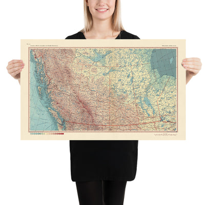 Alte Karte von Kanada, 1967: Edmonton, Calgary, Vancouver, Winnipeg, Rocky Mountains 