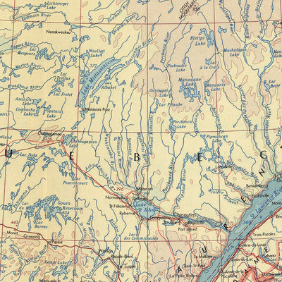 Mapa antiguo de Canadá, 1967: Ontario, Quebec, Terranova, Labrador, Nueva Escocia, Grandes Lagos 
