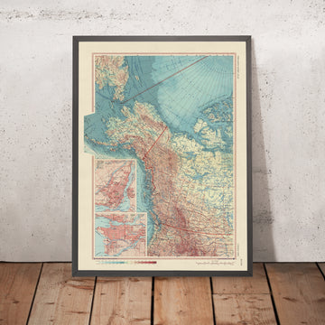 Mappa antica del Canada occidentale, 1967: Montreal, Vancouver, Yukon, Territori del Nord-Ovest, Columbia Britannica, Alaska 