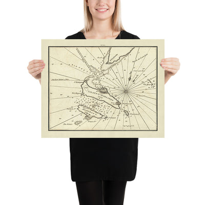 Old Lérins Islands and Bay of Cannes Nautical Chart by Heather, 1802: Forts, Monastery, Passages