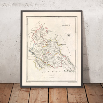 Old Map of County Carlow by Samuel Lewis, 1844: Tullow, Hacketstown, Leighlinbridge, Rathvilly, Myshall