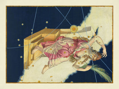 Alter Sternenkarte von Cassiopeia von Johann Bayer, 1603 - Himmlische Sternbildkarte 
