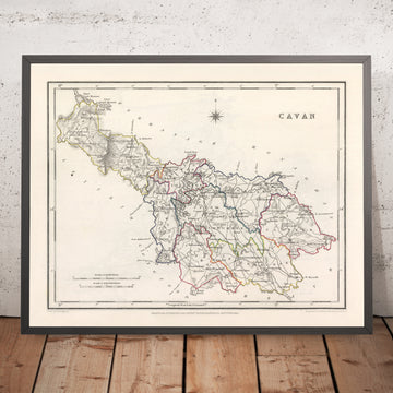 Old Map of County Cavan by Samuel Lewis, 1844: Belturbet, Cootehill, Bailieborough, Virginia, and more