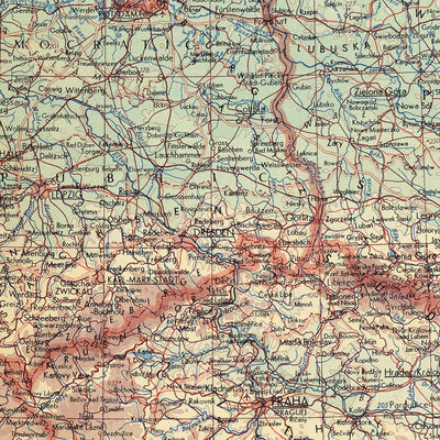 Alte Karte von Mitteleuropa, 1967: Deutschland, Polen, Tschechien, Belgien, Niederlande 
