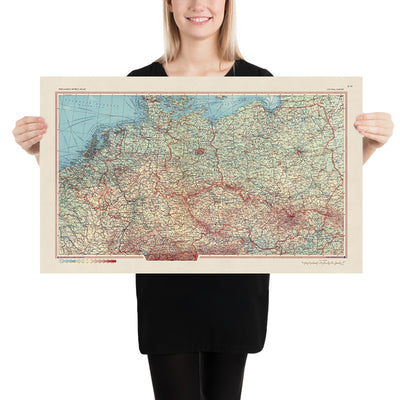 Alte Karte von Mitteleuropa, 1967: Deutschland, Polen, Tschechien, Belgien, Niederlande 