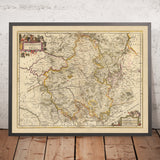 Alte Karte von Champagne und Brie, Frankreich von Nicolaes Visscher II, 1690: Reims, Dijon, Metz, Nancy, Orientwaldpark 