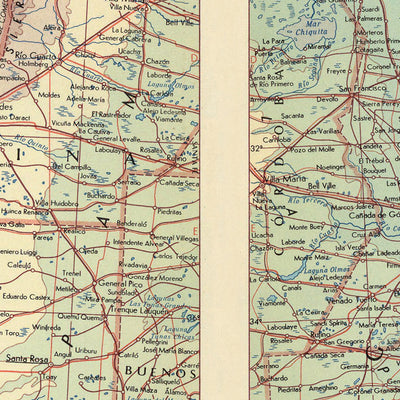 Old Map of Chile, Argentina, and Uruguay, 1967: Santiago, Buenos Aires, Montevideo, Andes, Pampas