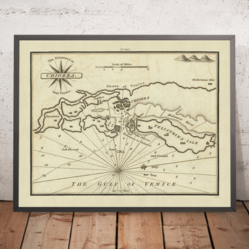 Vecchio ingresso alla carta nautica di Chioggia di Heather, 1802: Golfo di Venezia, fiume Malamocco 