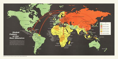 Mapa del viejo mundo de la Guerra Fría por Jessup, 1961: Expansión comunista, Naciones no alineadas, Estilo de propaganda 
