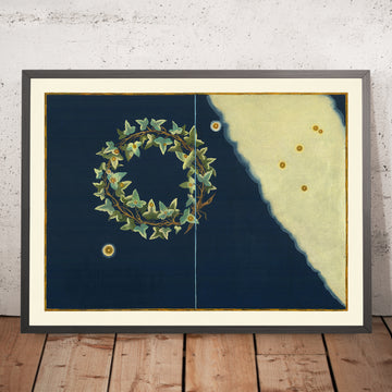 Ancienne carte étoilée de Corona Meridionalis par Johann Bayer, 1603 - Carte des constellations célestes 