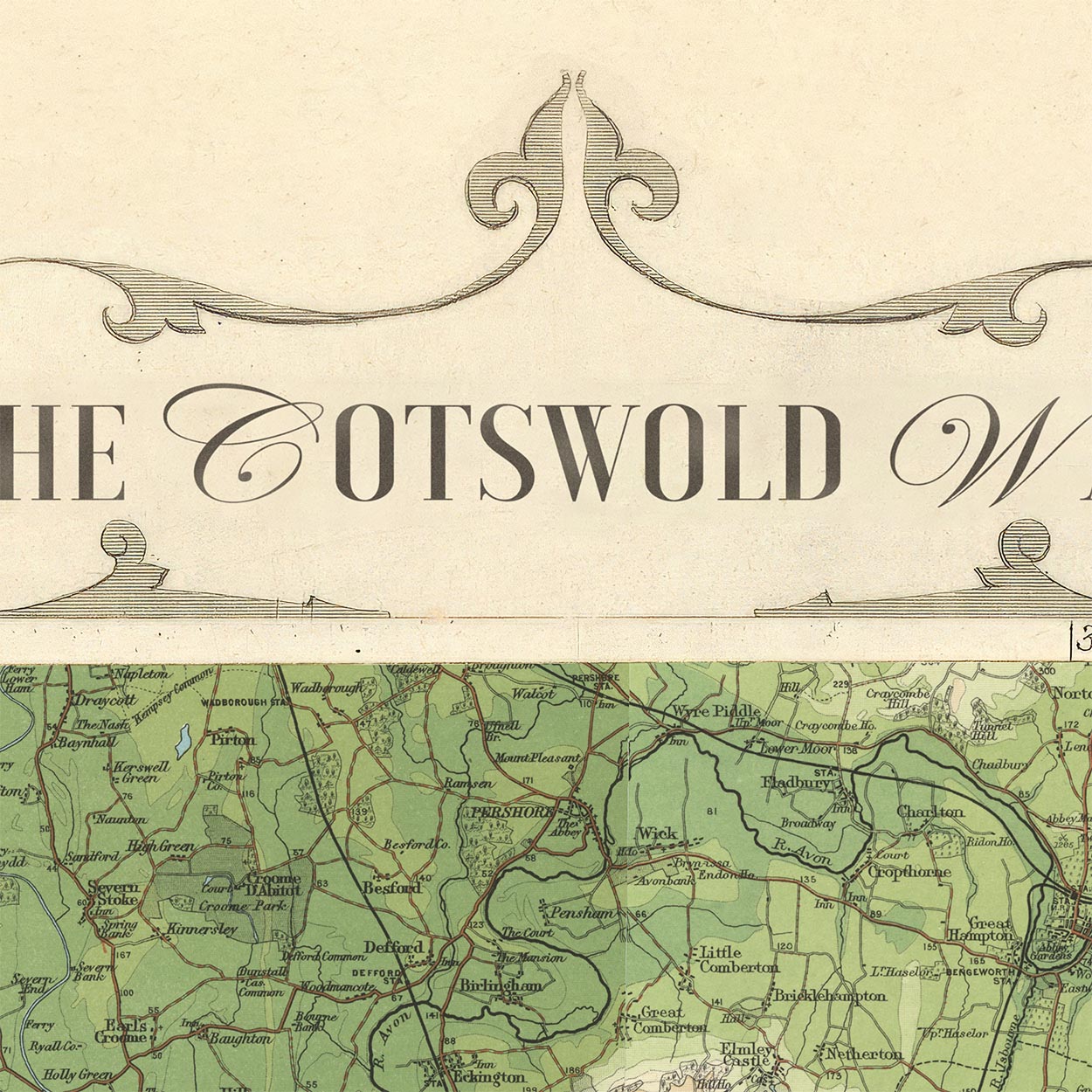 Antigua Mapa del Cotswold Way por Bartholomew y The Unique Maps Co. 