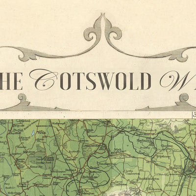 Antigua Mapa del Cotswold Way por Bartholomew y The Unique Maps Co. 