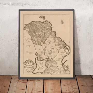 Alte Karte des County Antrim von Petty, 1685: Belfast, Carrickfergus, Lisburn, Randalstown 