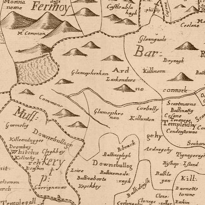 Alte Karte des County Cork von Petty, 1685: Kinsale, Bandon, Clonakilty, Bantry, Skibbereen 