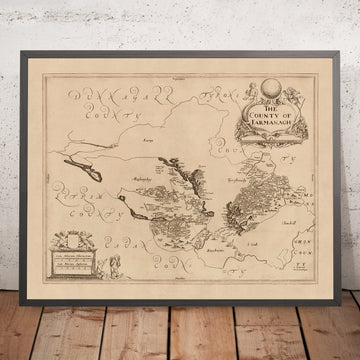 Alte Karte des County Fermanagh von Petty, 1685: Enniskillen, Castle Coole, Crom Estate, Florence Court, Lough Erne 