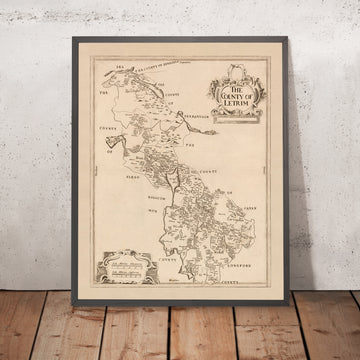 Ancienne carte du comté de Leitrim par Petty, 1685 : Carrick-on-Shannon, Jamestown, Ballinamore, Mohill, Carrigallen, Down Survey 