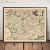 Vecchia mappa della contea di Artois di Visscher, 1690: Calais, Arras, Béthune, Douai, Caps e Parco dei Marais d'Opale 