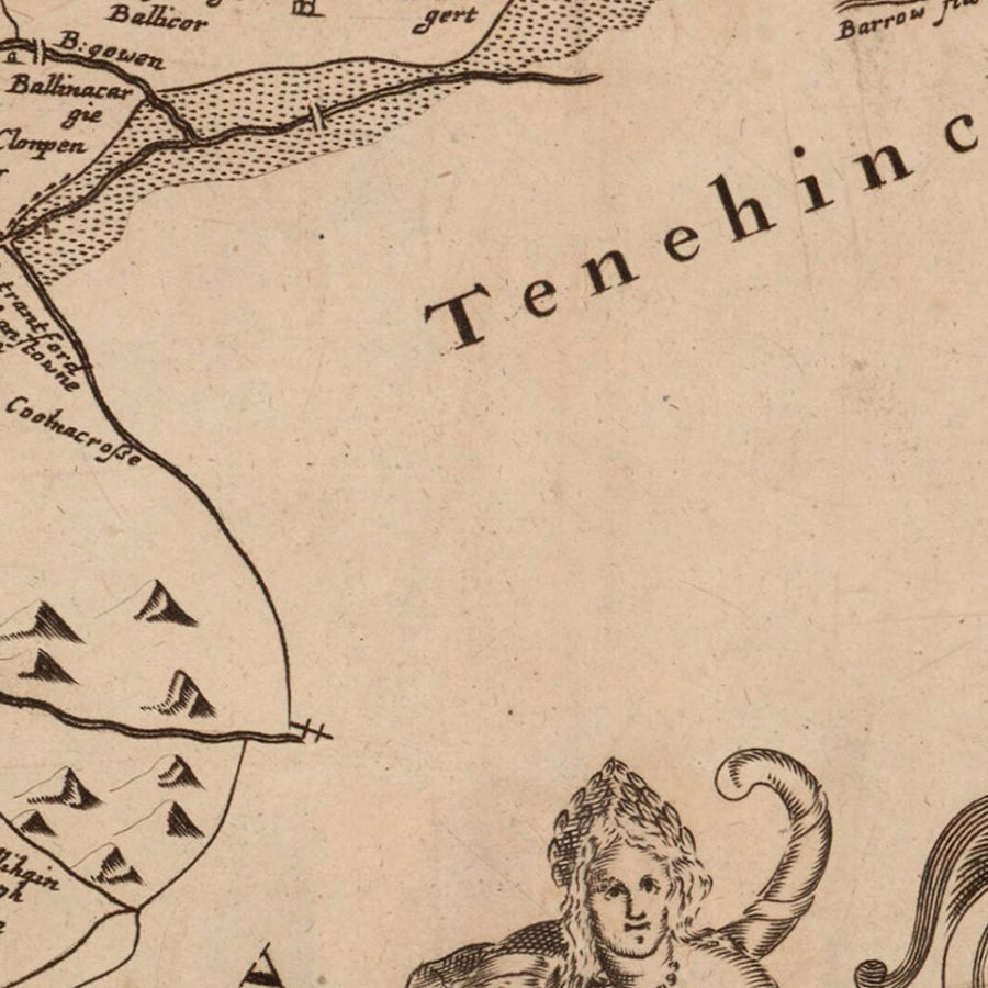 Mapa antiguo del Condado de Offaly (Condado de King&